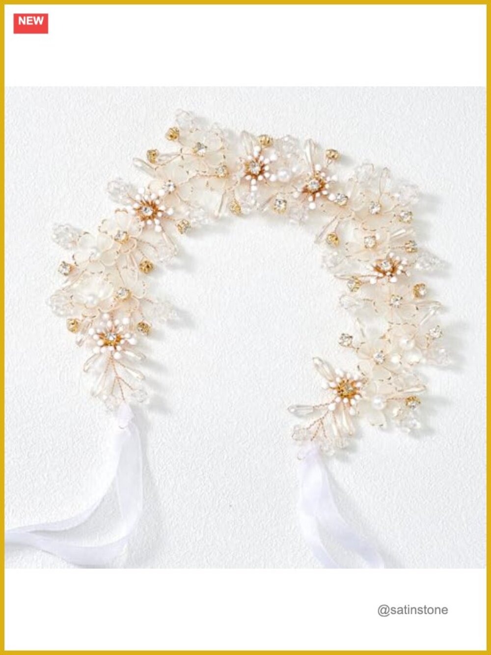 Handmade Pearl Crystal Flower Princess Headpiece Bridal Hair Accessory
